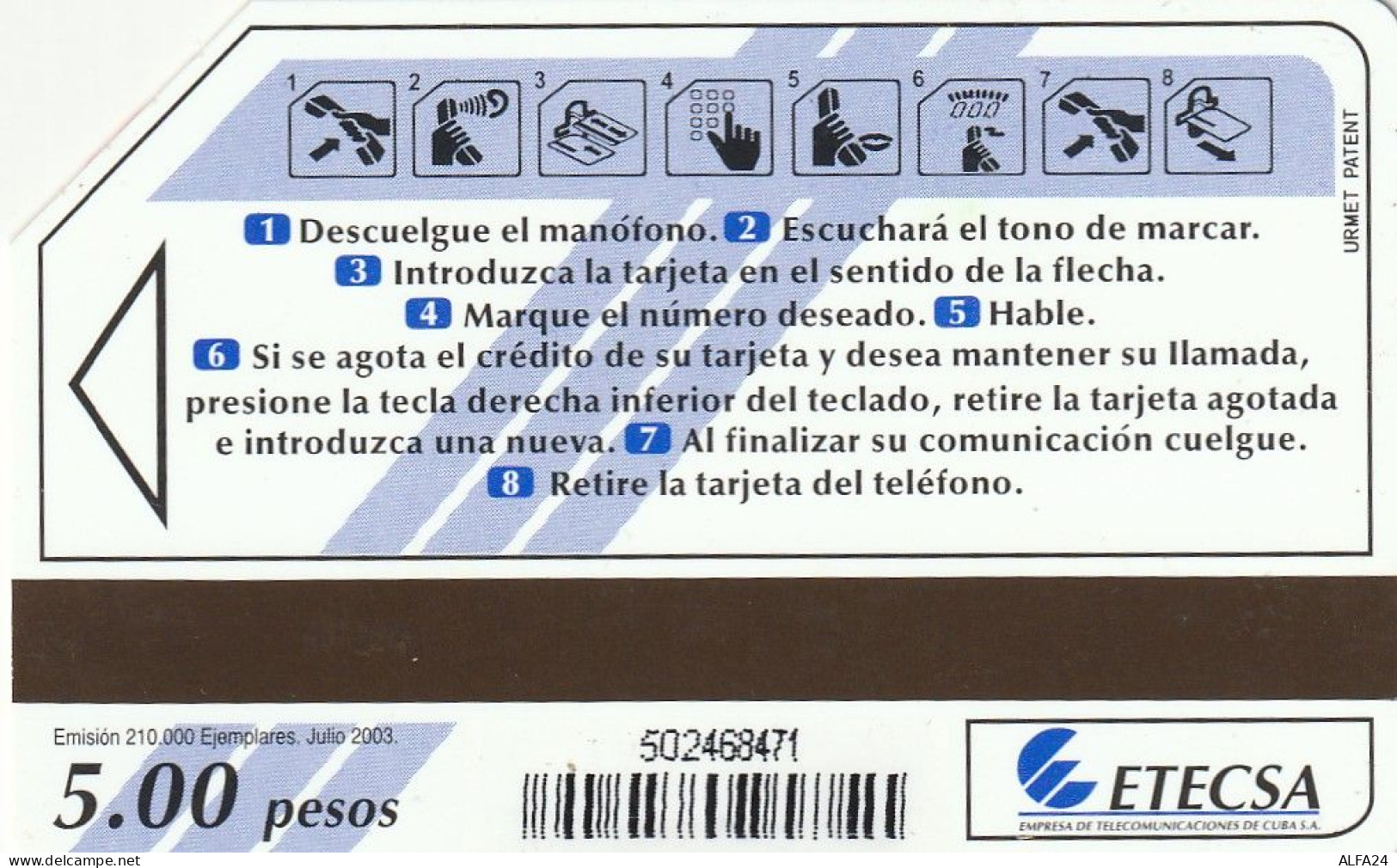 PHONE CARD CUBA URMET (E71.13.3 - Cuba