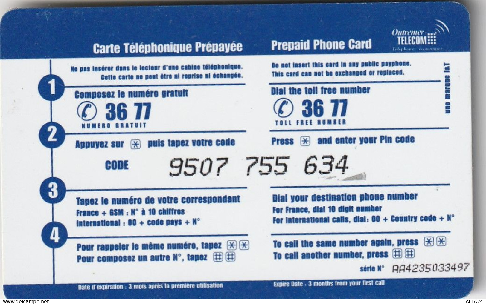 PREPAID PHONE CARD ANTILLE FRANCESI  (E69.3.8 - Antillen (Frans)