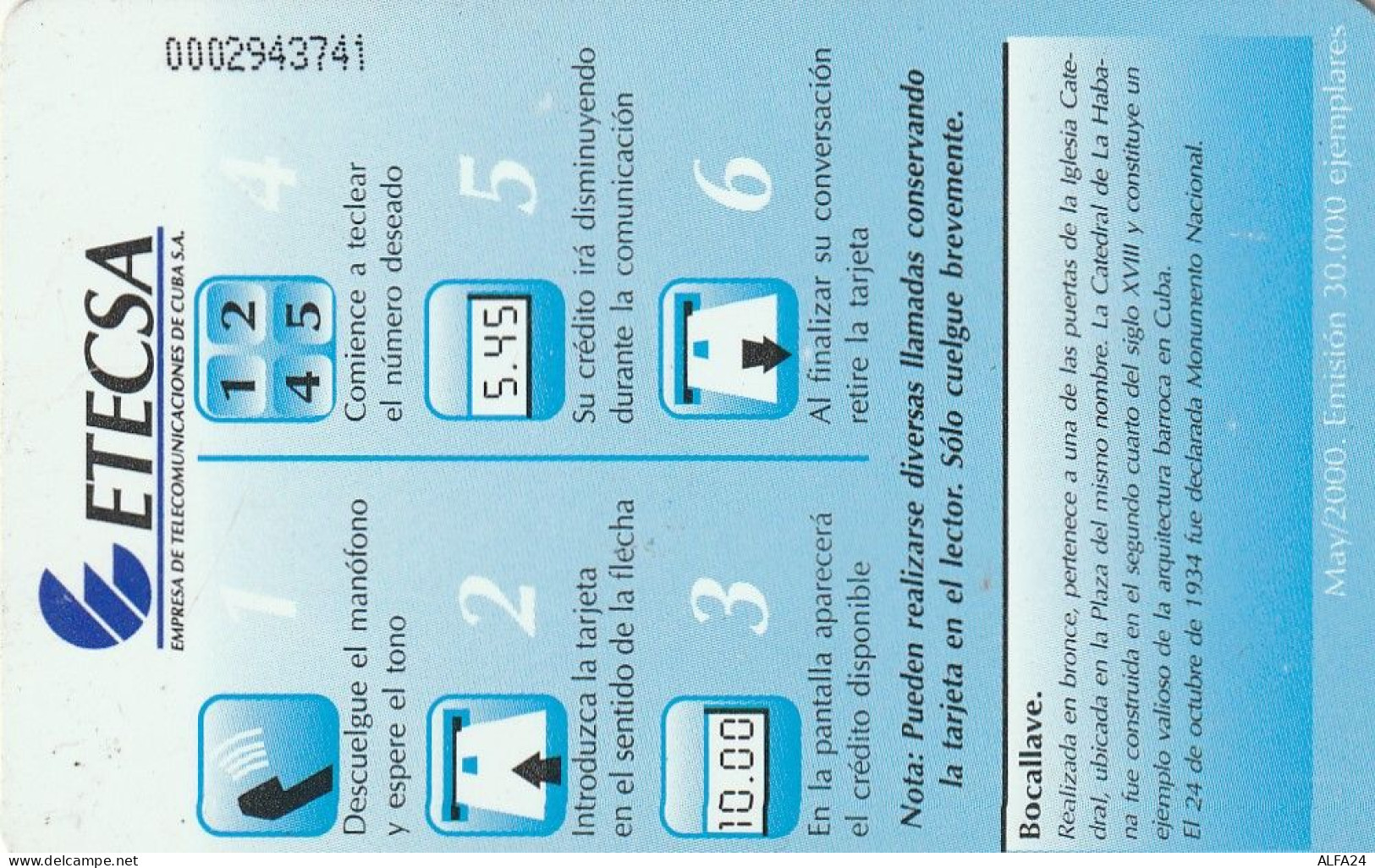 PHONE CARD CUBA  (E79.44.6 - Kuba