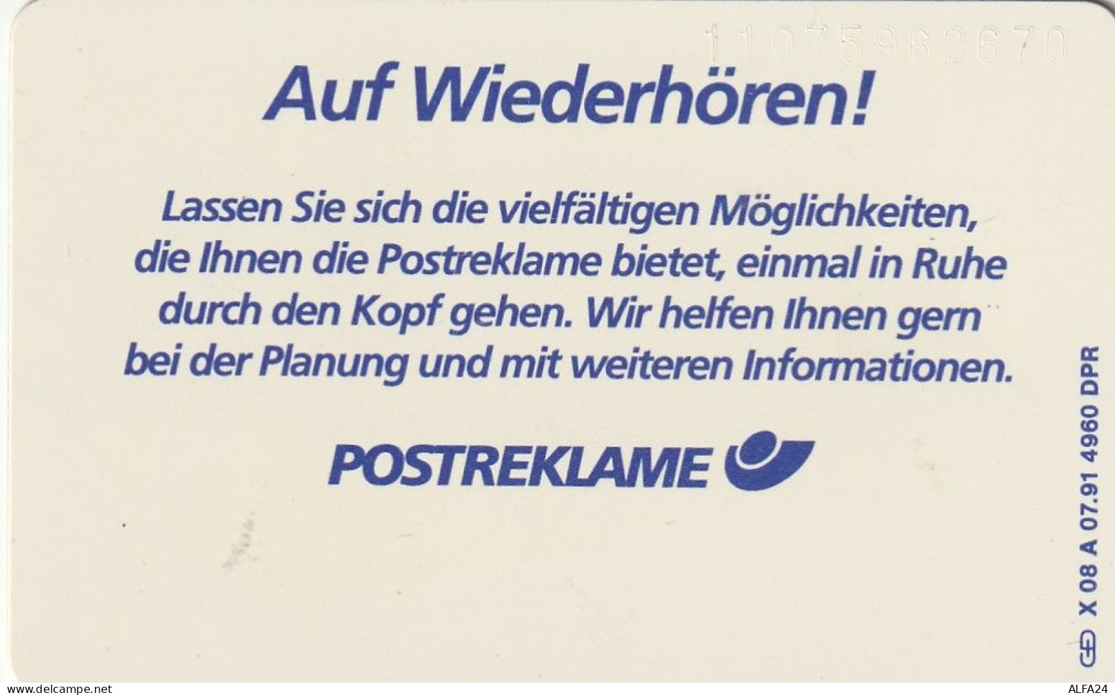 PHONE CARD GERMANIA SERIE A TIR 4960 (E79.1.8 - A + AD-Series : D. Telekom AG Advertisement