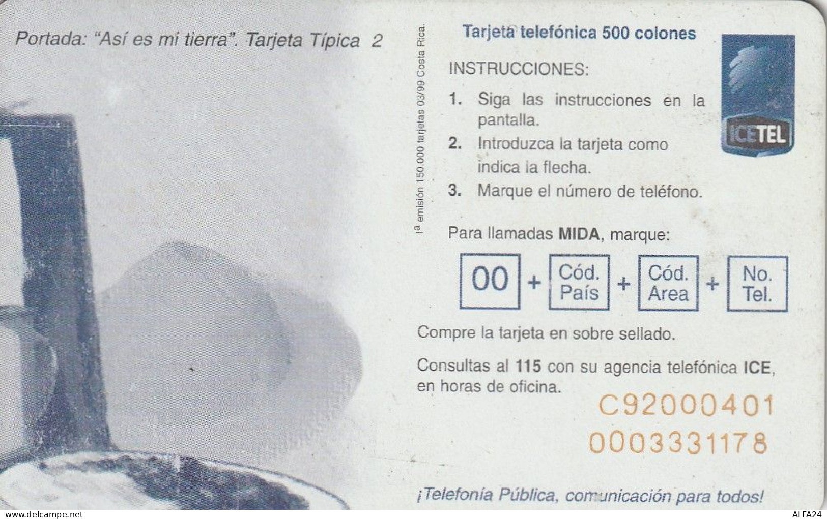 PHONE CARD COSTARICA  (E78.42.7 - Costa Rica