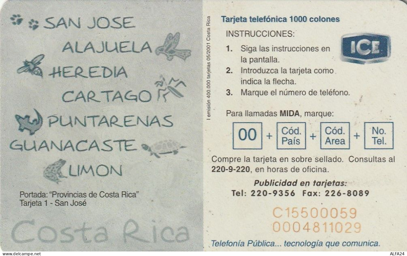 PHONE CARD COSTARICA  (E78.39.5 - Costa Rica