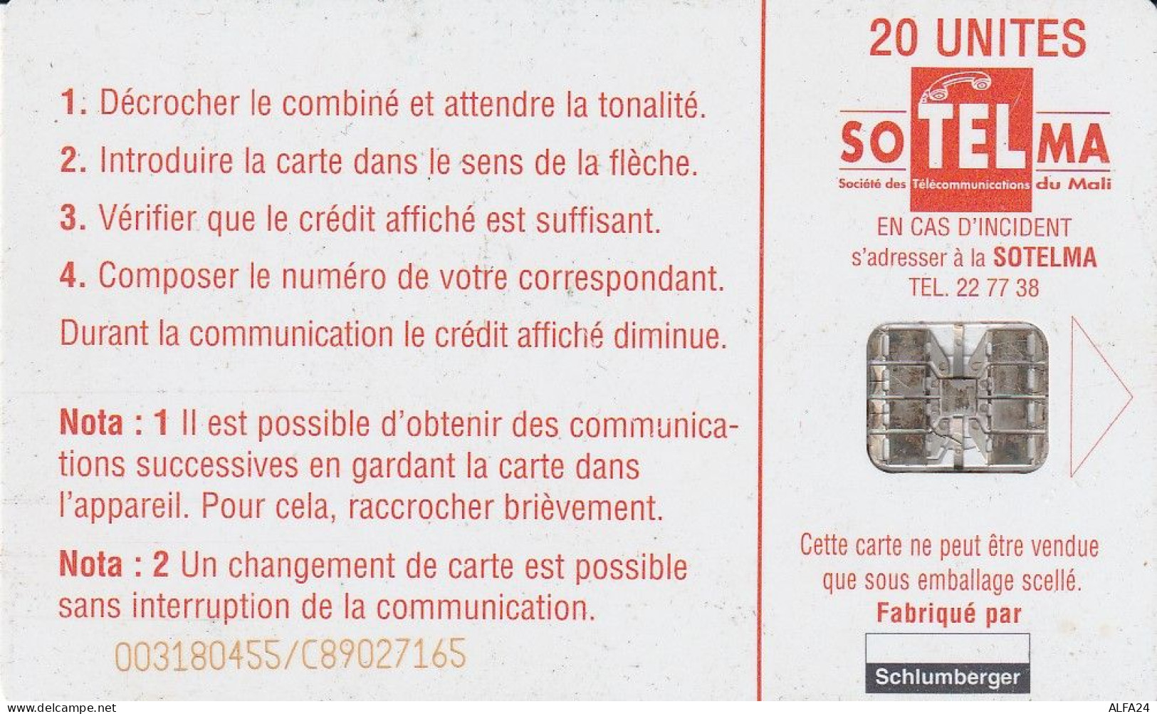 PHONE CARD MALI  (E77.44.7 - Malí