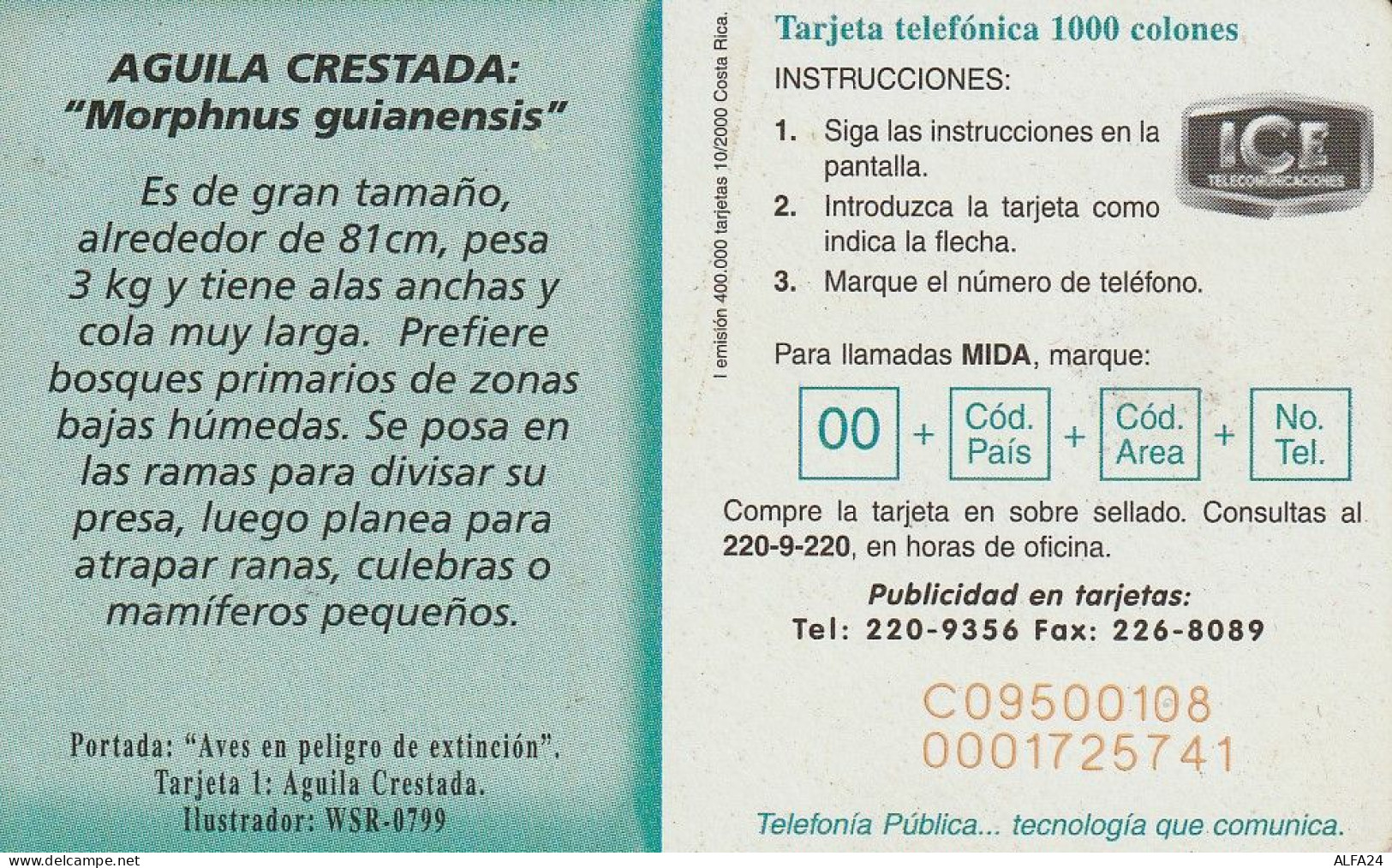 PHONE CARD COSTARICA  (E77.28.5 - Costa Rica