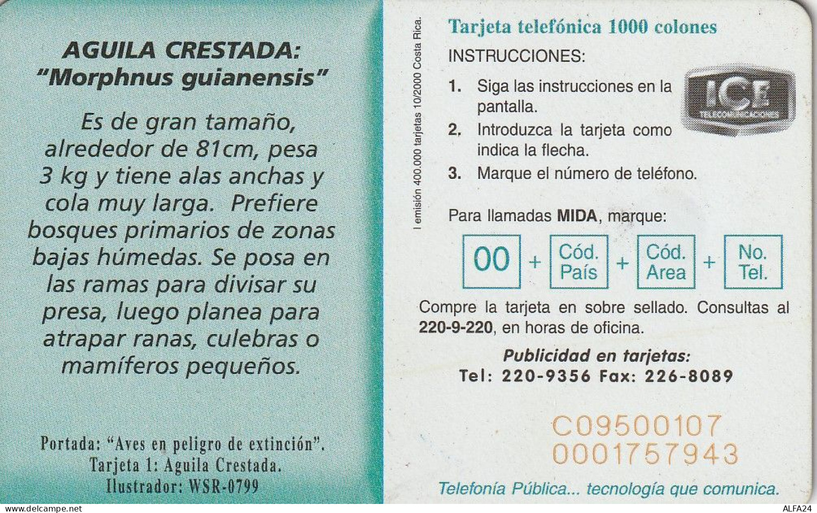 PHONE CARD COSTARICA  (E77.18.3 - Costa Rica