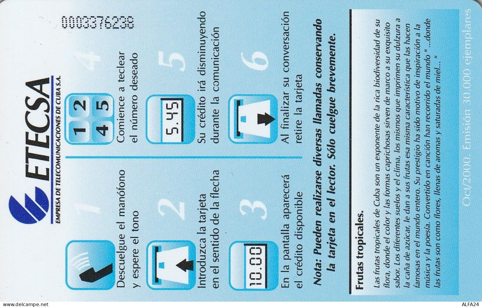 PHONE CARD CUBA  (E77.15.1 - Kuba