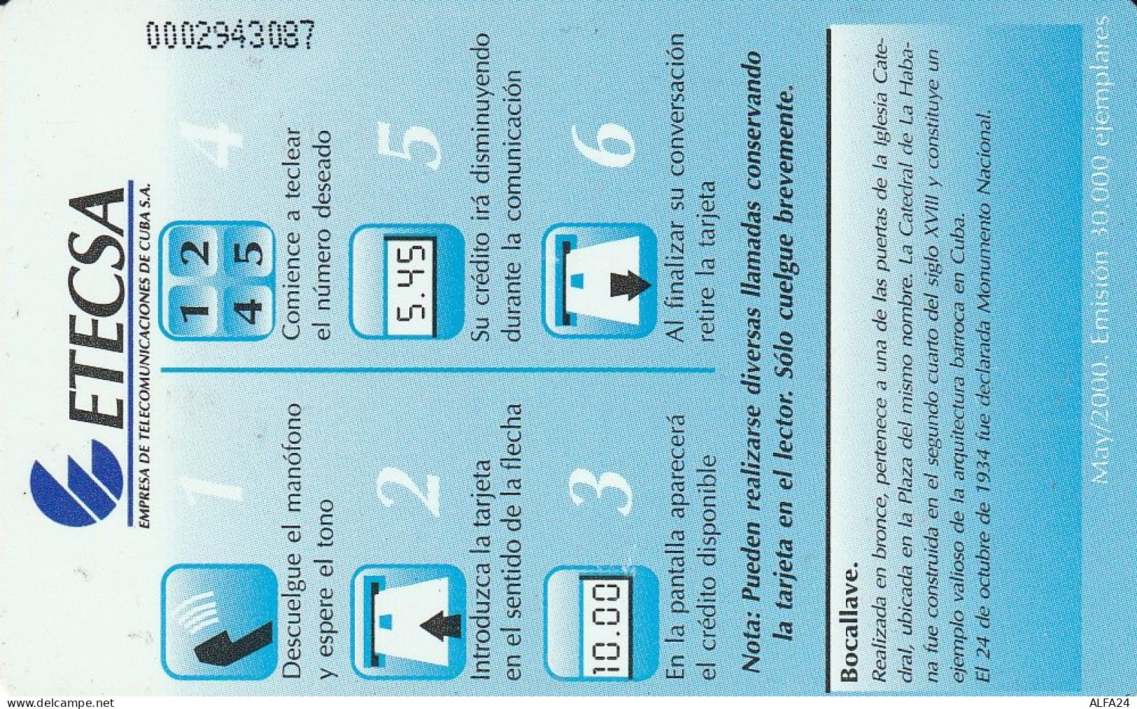 PHONE CARD CUBA (E77.5.2 - Cuba