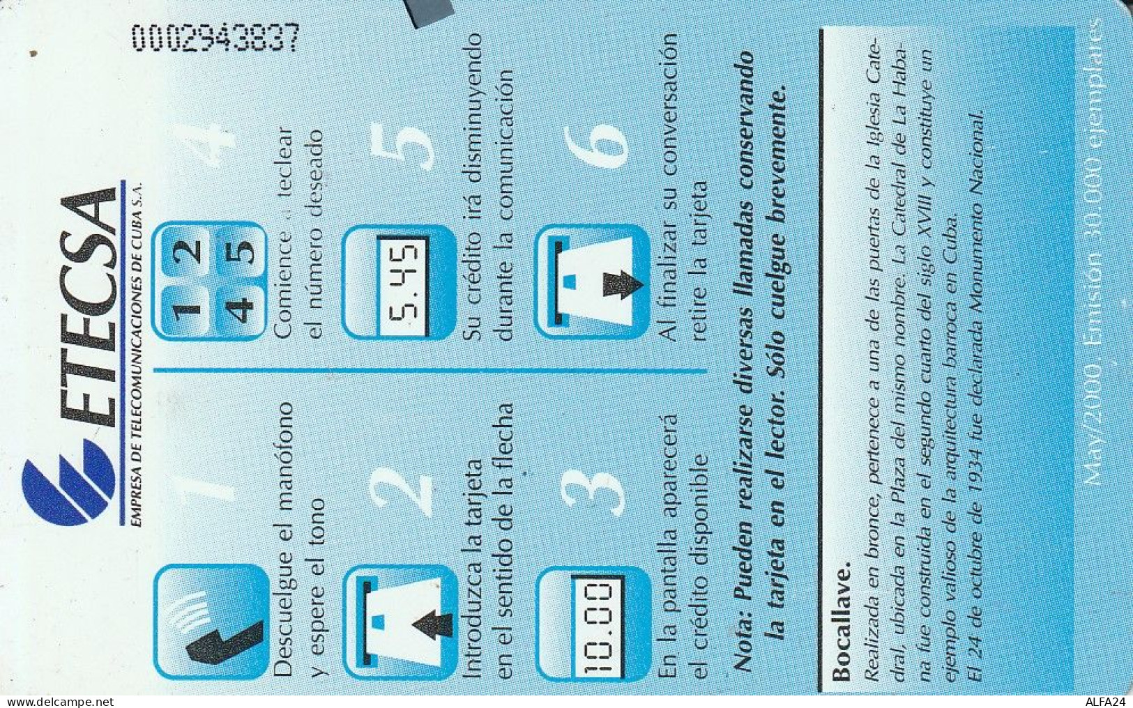 PHONE CARD CUBA (E77.5.1 - Kuba