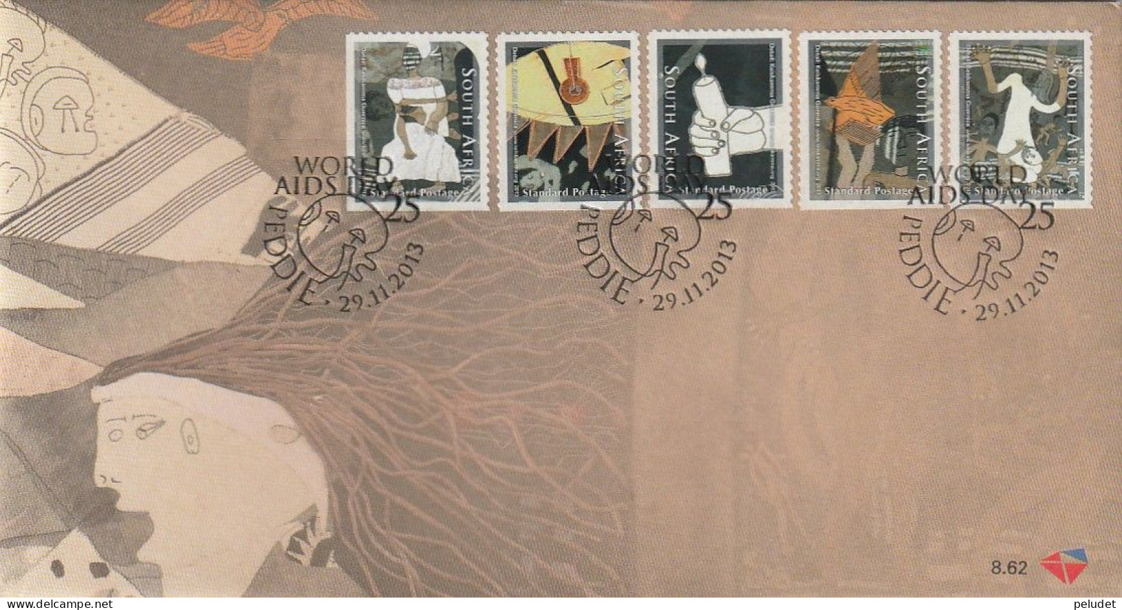 South Africa, 2013, World AIDS Day, FDC, Stamps On The Bottom Of The Booklet - FDC