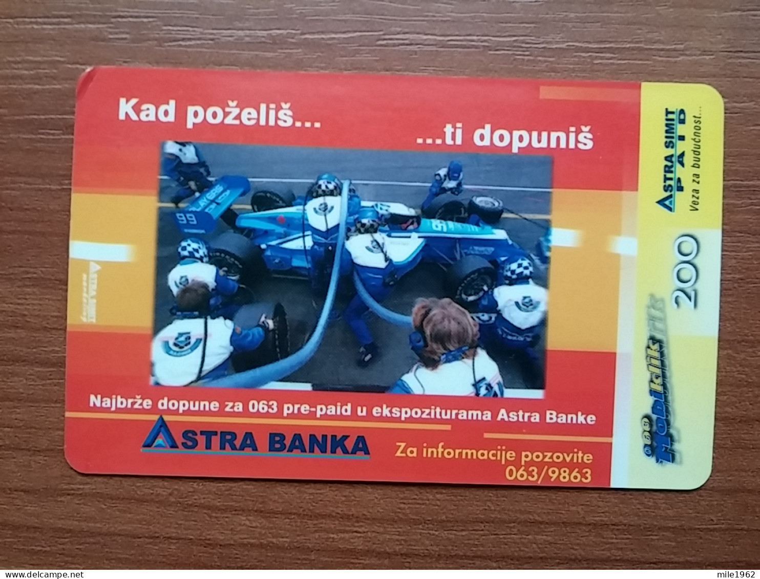 T-396 - YUGOSLAVIA, TELECARD, PHONECARD, FORMULA 1 - Yugoslavia