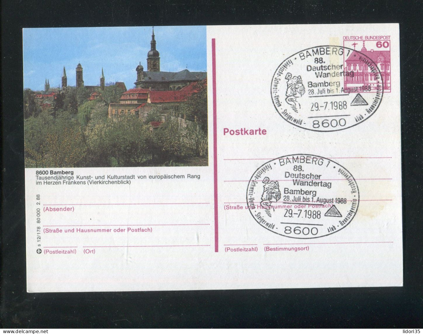 "BUNDESREPUBLIK DEUTSCHLAND" Bildpostkarte Mit Bildgleichem Stempel "BAMBERG" (4926) - Illustrated Postcards - Used