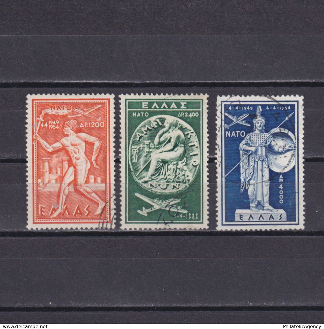 GREECE 1954, Sc# C71-C73, Air Mail, Art, Planes, Used - Unused Stamps