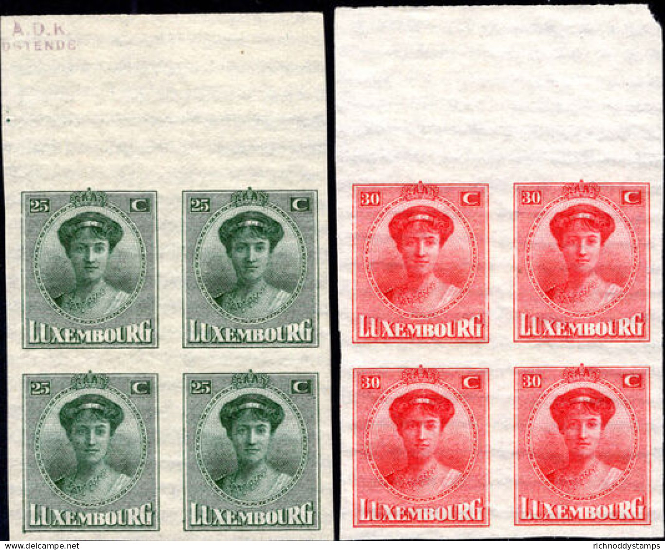 Luxembourg 1922 Philatelic Exhibition In Blocks Of 4 Unmounted MInt. - 1921-27 Charlotte Di Fronte