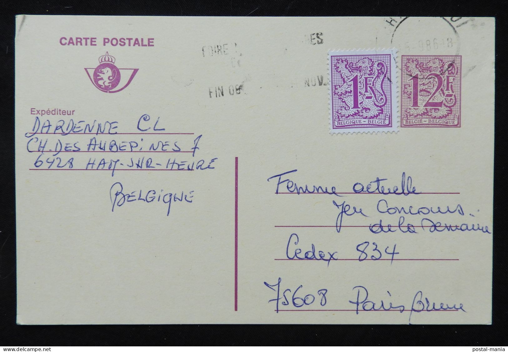 Belgique Entier Postal , Sur Carte Postal Oblitéré  // B41 - Cartes Postales 1951-..