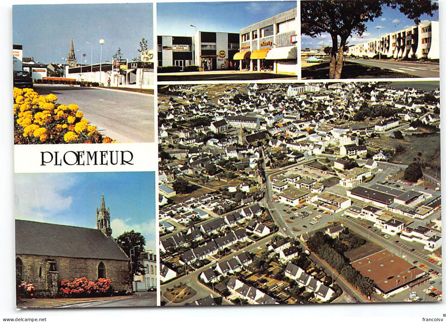 Ploemeur  Multivues. Centre Cocmmercial Vue Aerienne Du Bourg. Petite Chapelle.  - Plömeur