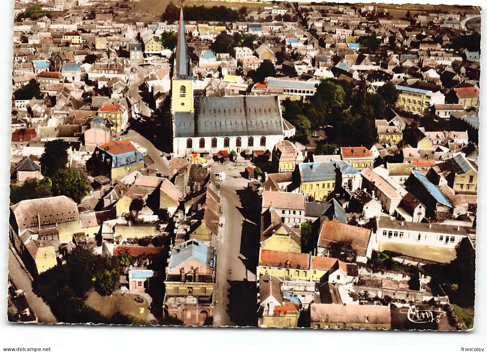 SOLESMES VUE AERIENNE.  LE CENTRE.  Edit Cim  - Solesmes