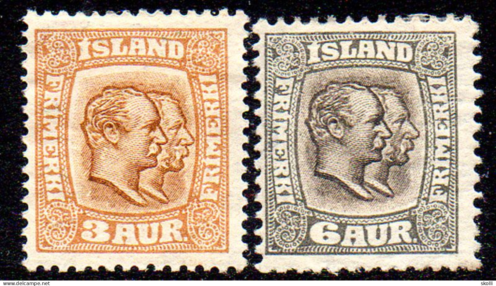 ICELAND. 1907-08. Two Kings. - Ongebruikt