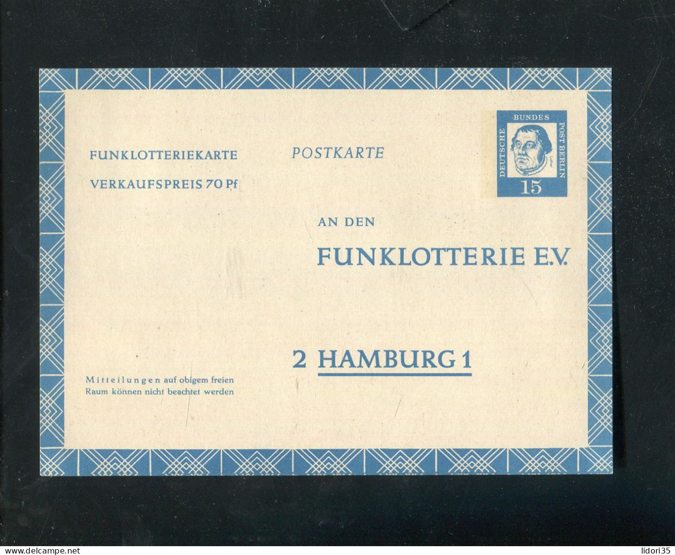 "BERLIN" 1963, Funklotterie-Postkarte Mi. FP 7 ** (4935) - Cartes Postales - Neuves