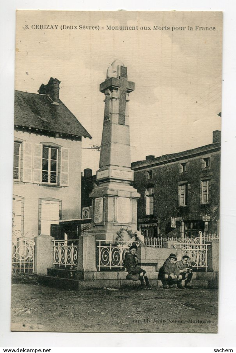 79 CERIZAY Groupe Enfants Ecoliers Au Pied Monument Aux Morts écrite 1929 Voir Dos  " Chere Henriette "  D05 2023 - Cerizay