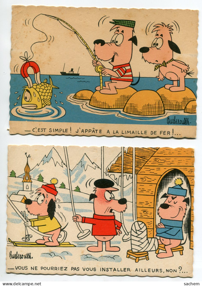 ILLUSTRATEUR BARBEROUSSE Lot 2 Cartes Sports D'Hiver Et Le Pecheur En Mer   D07 2023 - Barberousse