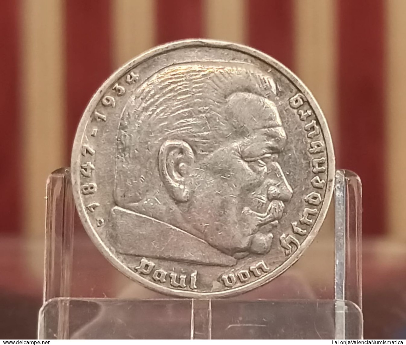 Alemania Nazi Germany 5 Reichsmark Paul Von Hindenburg 1936 D Munich Km 94 Plata - Sonstige & Ohne Zuordnung