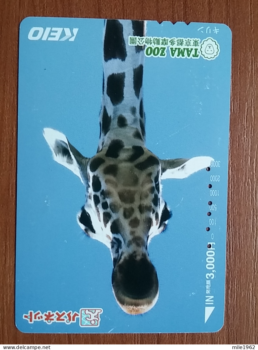 T-405 - JAPAN, Japon, Nipon, Carte Prepayee, Prepaid Card, Animal, Giraffe, Tama Zoo - Altri & Non Classificati