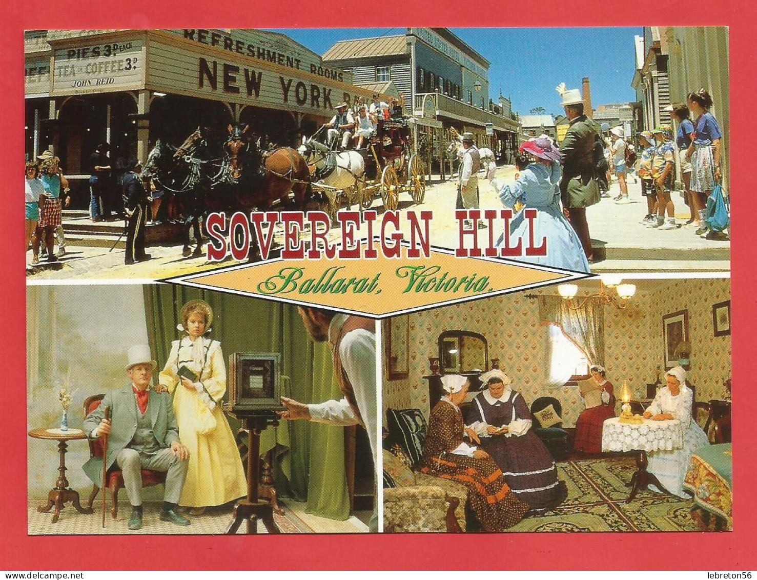 C.P.M.  « Sovereign Hill   »  Sovereign Hill Et Attractions - Jolie Multi-Vues Générales Animées     X2phots - Ballarat