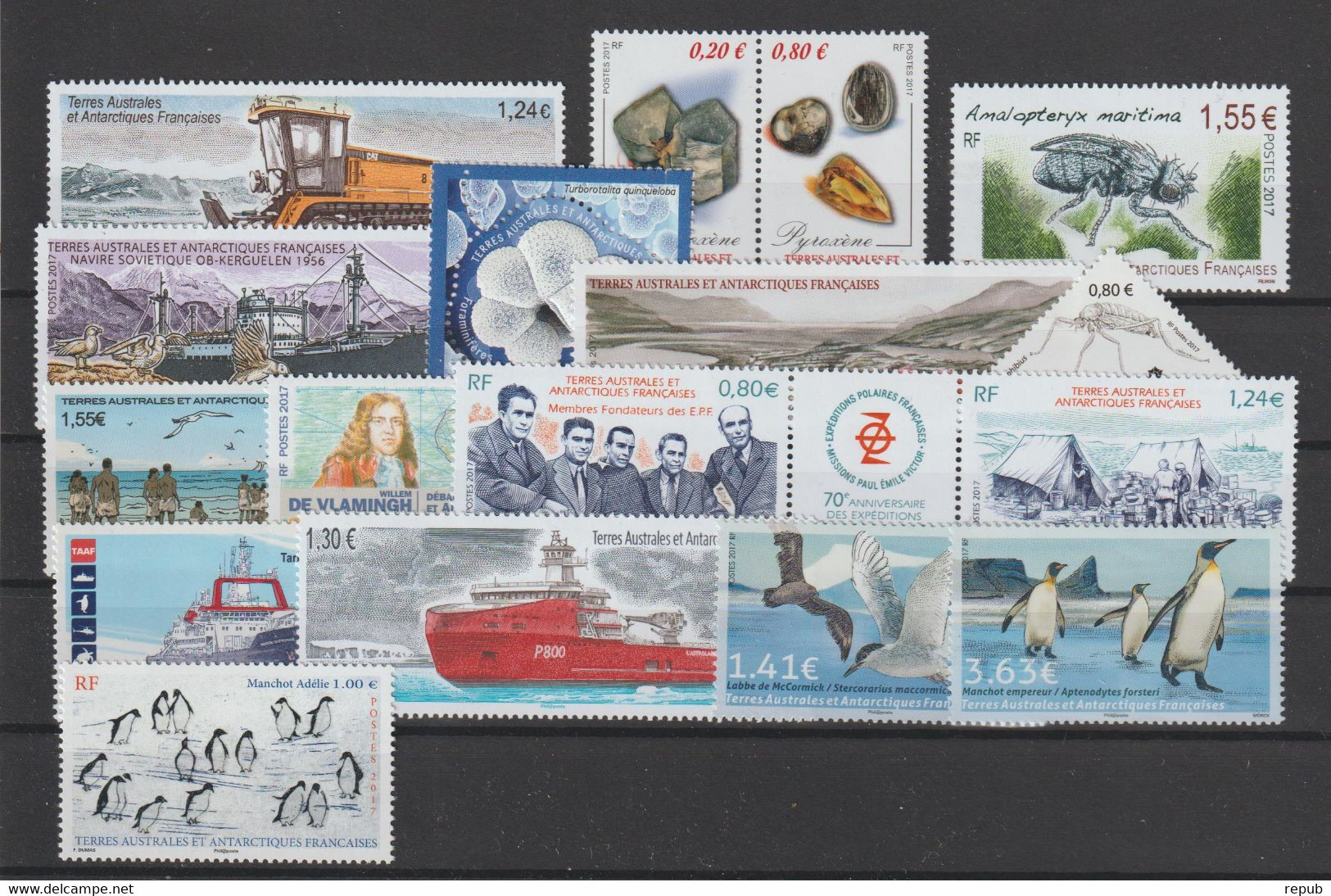 TAAF Année Complète 2017 Sans Carnet De Voyage 795 à 823 Et 840 à 844 ** MNH - Full Years