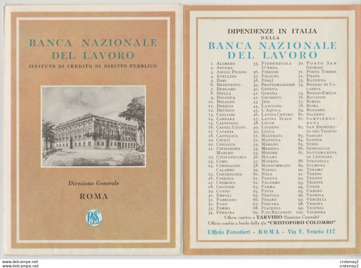 Guide IN TRENO TRAIN Pour Le Voyageur En Italie édité Par La Banca Nazionale Del Lavoro Mode D'emploi Tarifs - Bahnwesen & Tramways