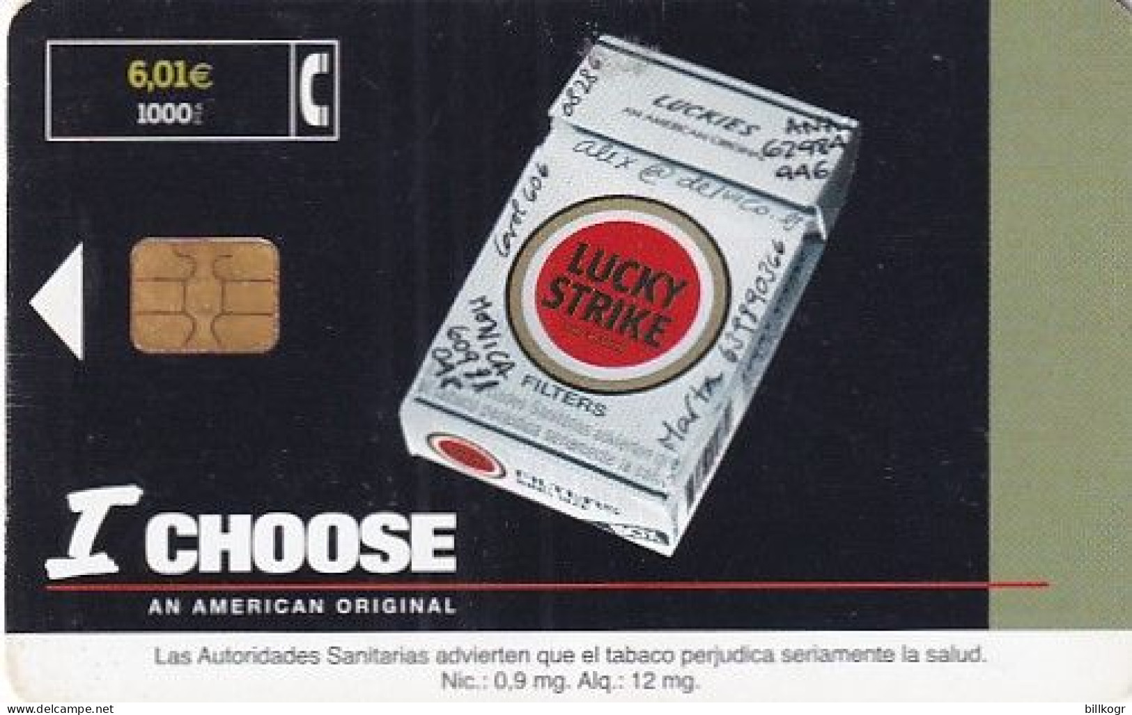 SPAIN - Lucky Strike Cigarettes, Tirage 37500, 06/01, Used - Basic Issues