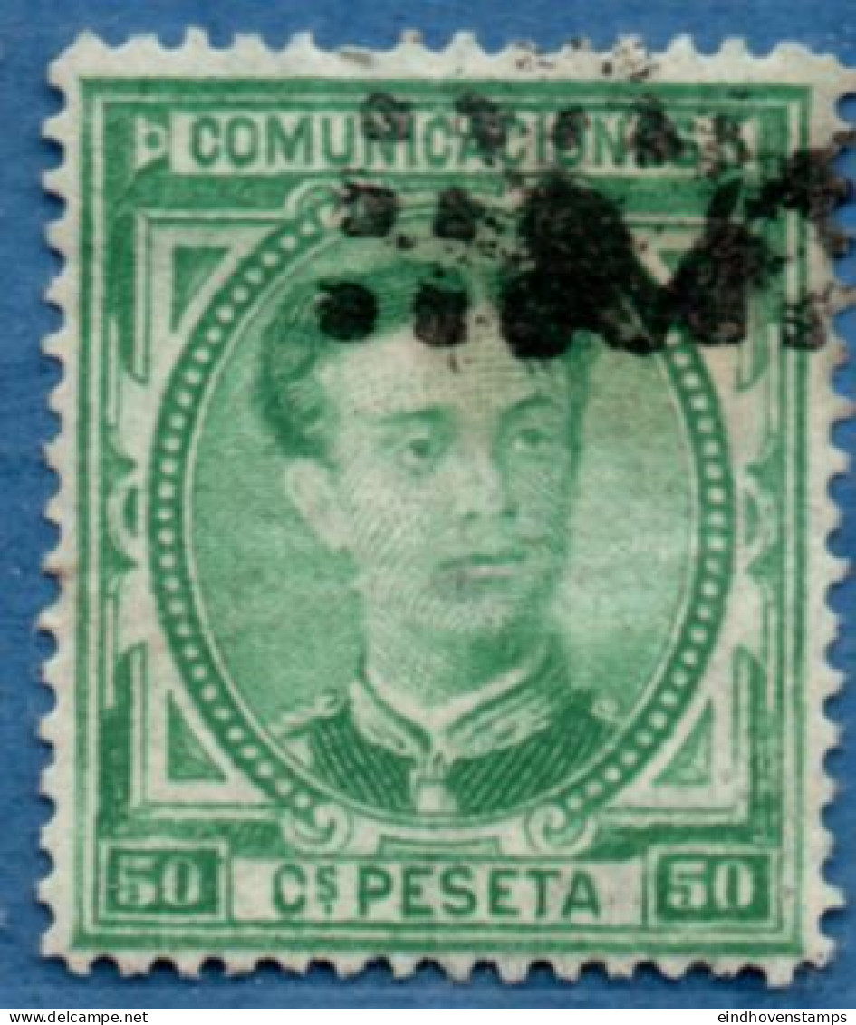 Spain 1876 Alfonso XII 50 C Cancelled - Oblitérés