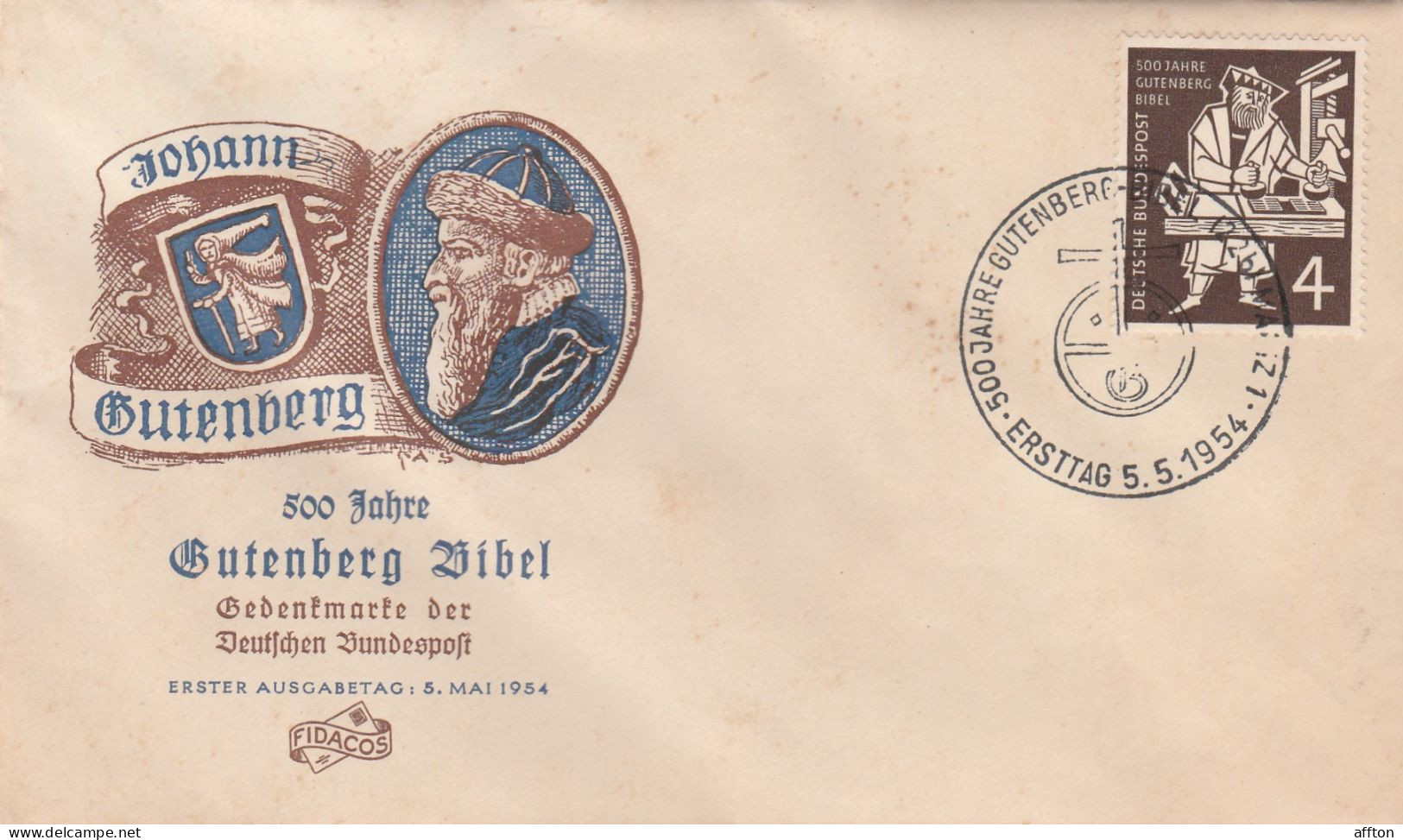 Germany 1954 FDC - 1948-1960
