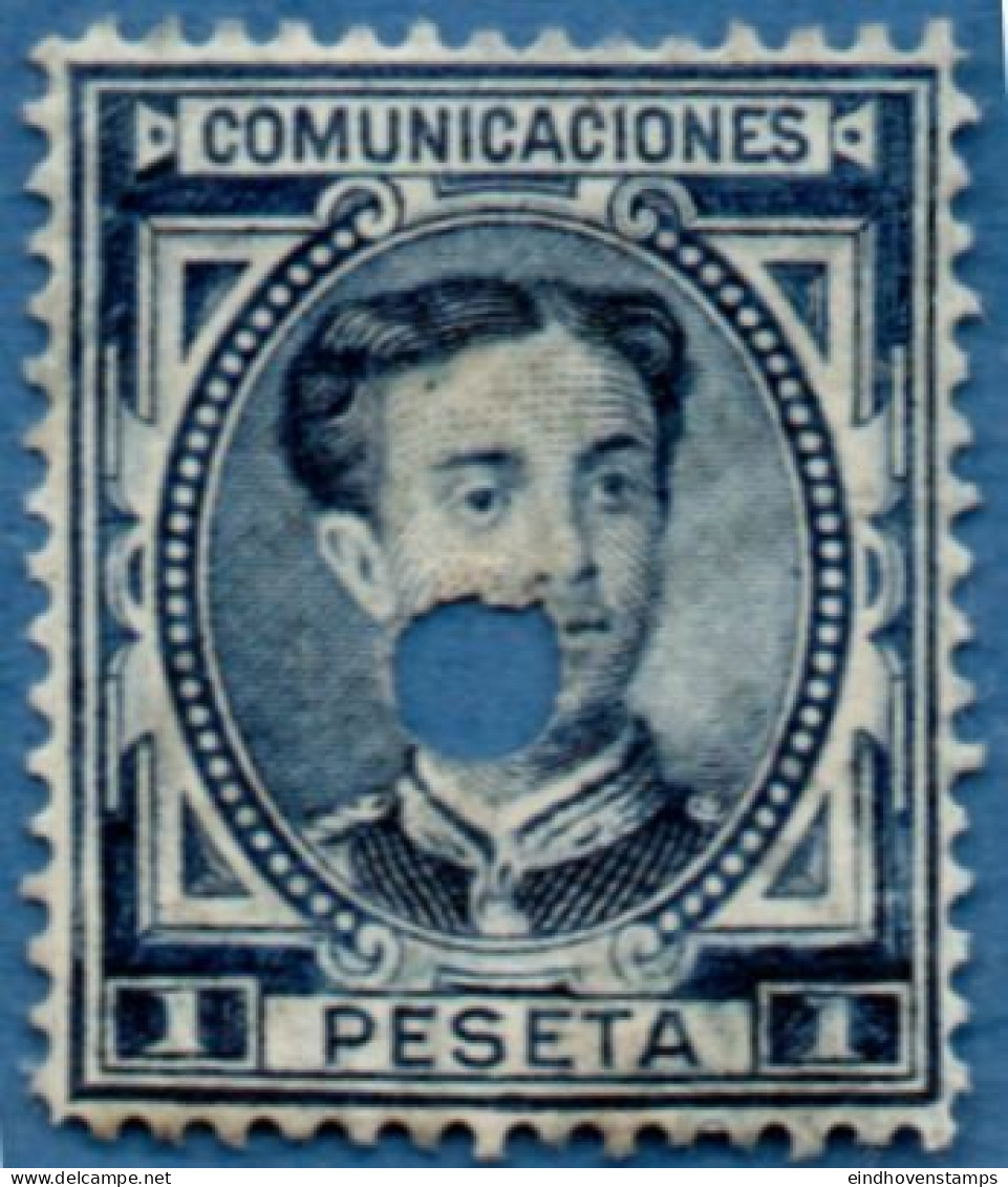 Spain 1876 Alfonso XII 1 Pta Telegraph Cancel - Used Stamps