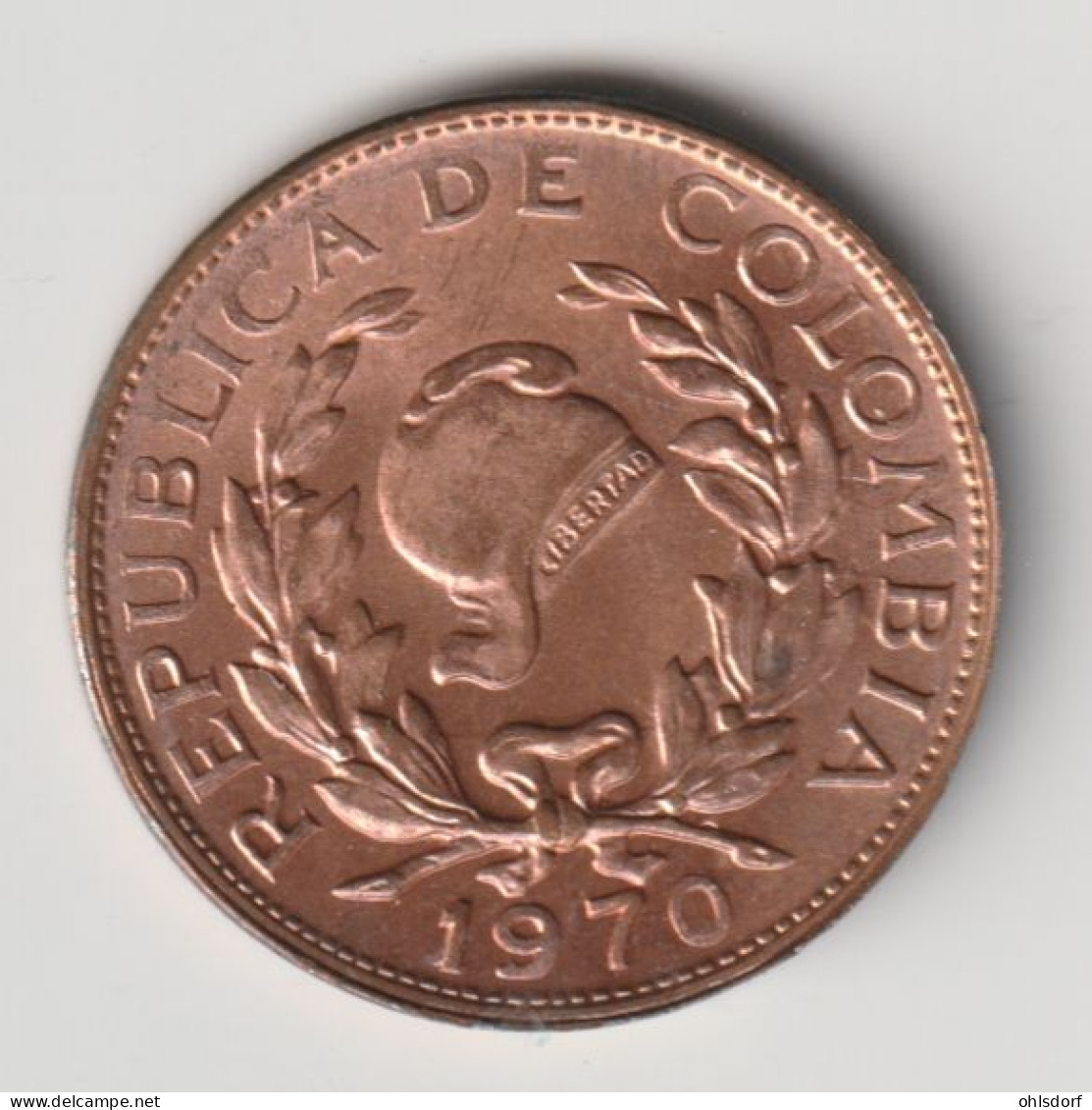 COLOMBIA 1970: 5 Centavos, KM 206a - Colombia