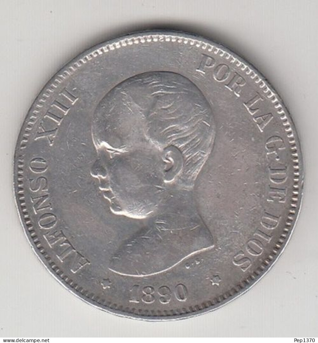 5 PESETAS DE PLATA (DURO DE PLATA) DE 1890 90* ALFONSO XIII - PELON - Premières Frappes