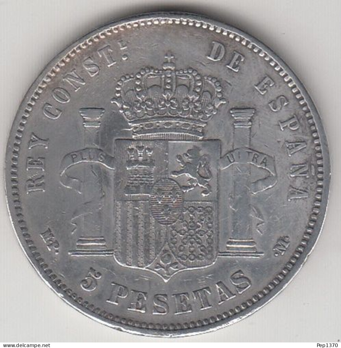 5 PESETAS DE PLATA (DURO DE PLATA) DE 1890 90* ALFONSO XIII - PELON - Premières Frappes