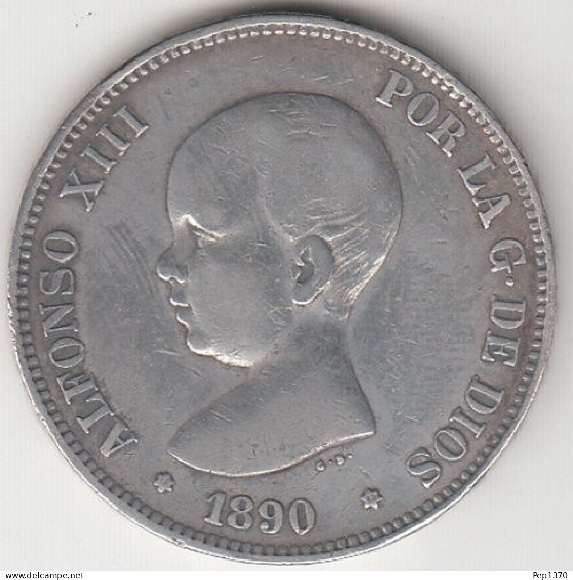 5 PESETAS (DURO DE PLATA) DE 1890 90* ALFONSO XIII PELON - Premières Frappes