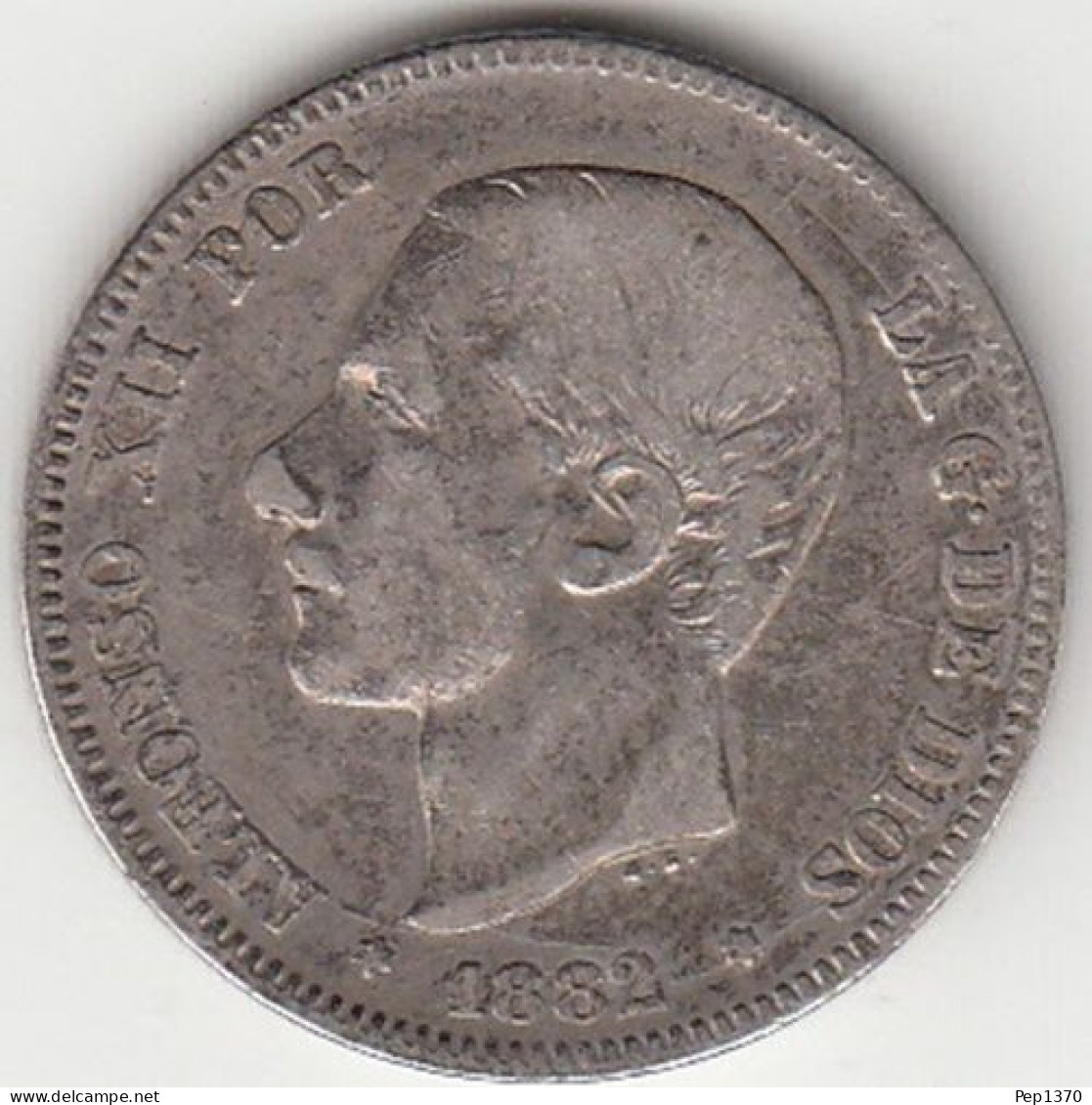 2 PESETAS DE PLATA DE 1881 ALFONSO XII CON ESTRELLAS FLOJAS - First Minting