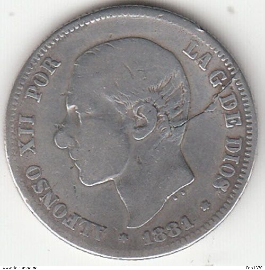 2 PESETAS DE PLATA DE 1881 81* ALFONSO XII - First Minting