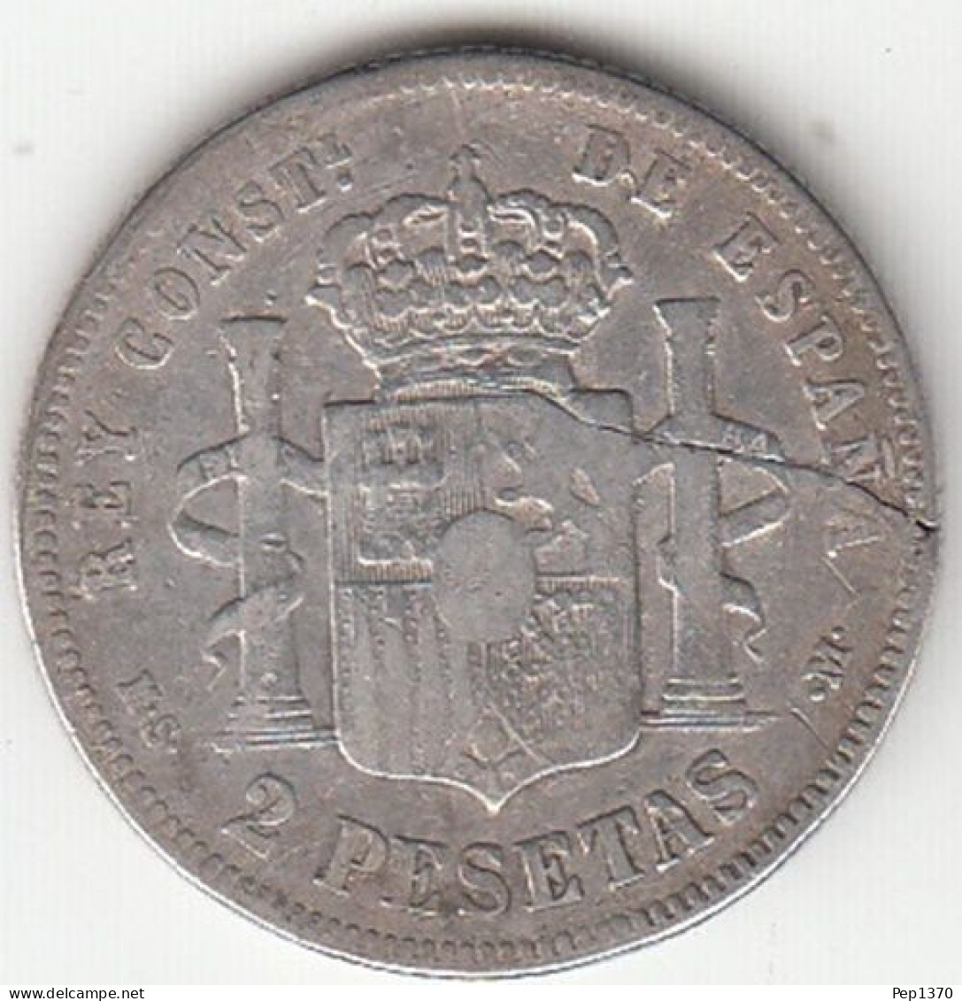 2 PESETAS DE PLATA DE 1881 81* ALFONSO XII - First Minting