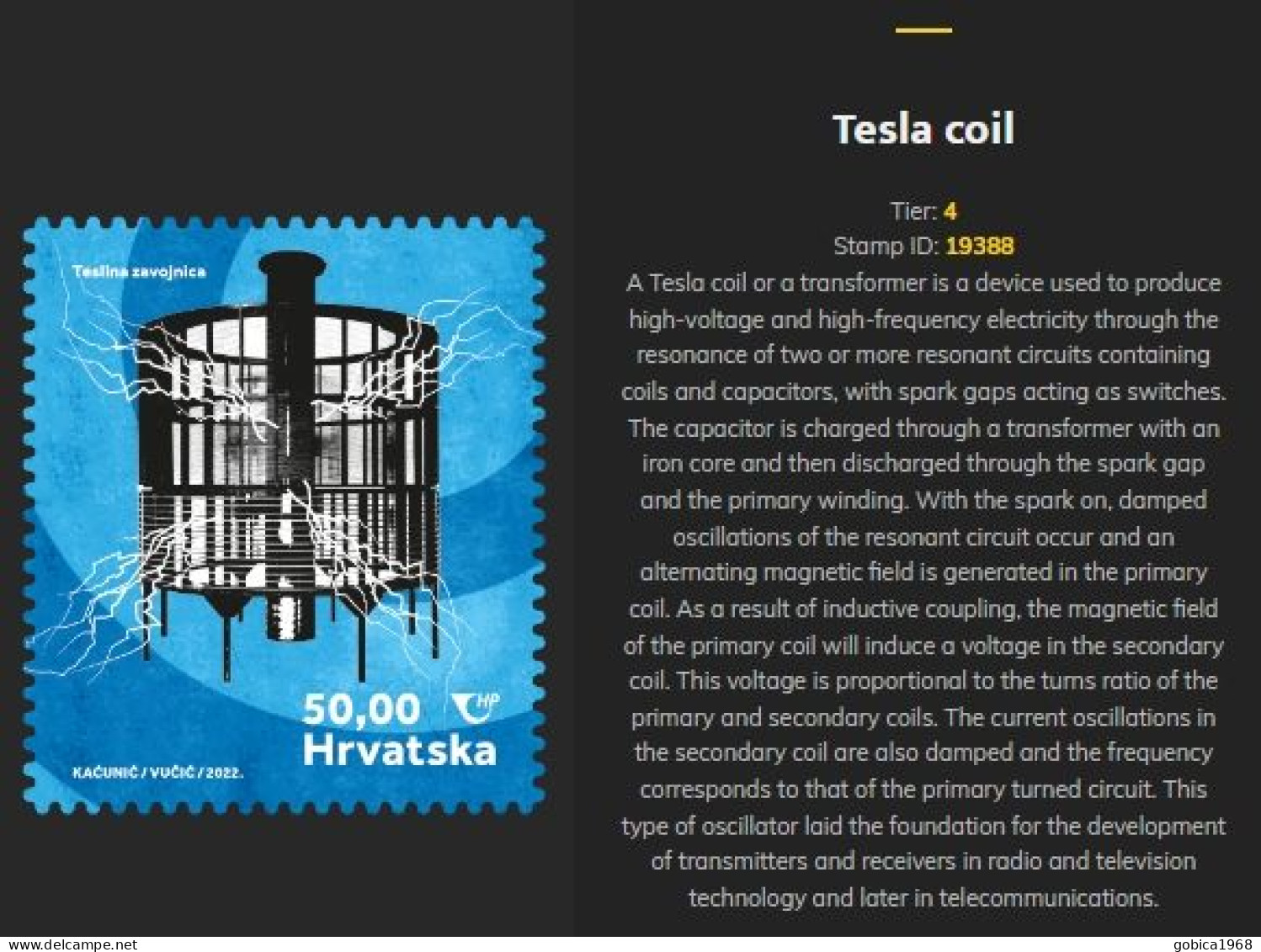 Croatia - CROATIA 2022 ▻ CRYPTO STAMP NIKOLA TESLA ▻ FDC ▻ motif Tesla coil  ◅