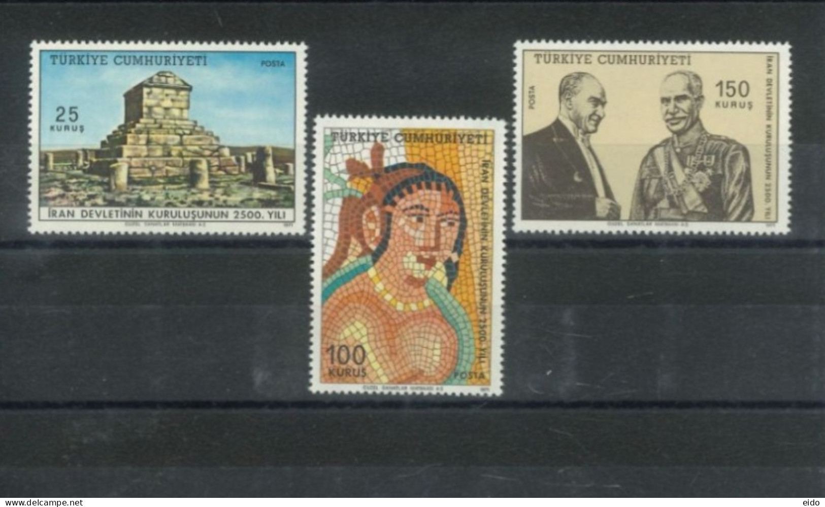 TURKEY - 1971, 2500th ANNIVERSARY OF IRANIAN MONARCHY'S STAMPS COMPLETE SET OF 3, UMM (**). - Nuevos