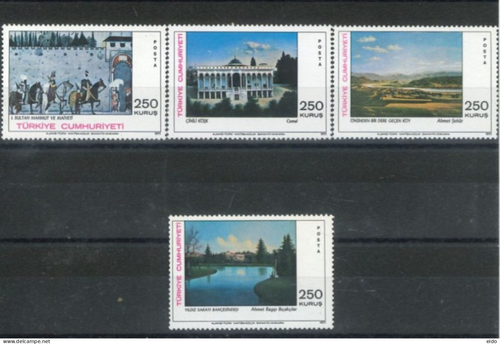 TURKEY - 1971, TURKISH PAINTINGS STAMPS COMPLETE SET OF 4, UMM (**). - Ongebruikt