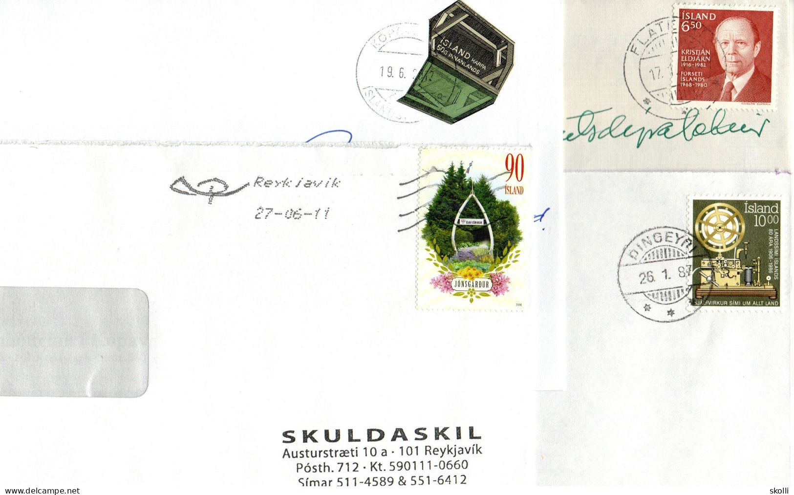 CELAND. Four Letters Cancelation, Flateyri, Þingeyri. Kópavogur And Reykjavík. - Blocks & Kleinbögen