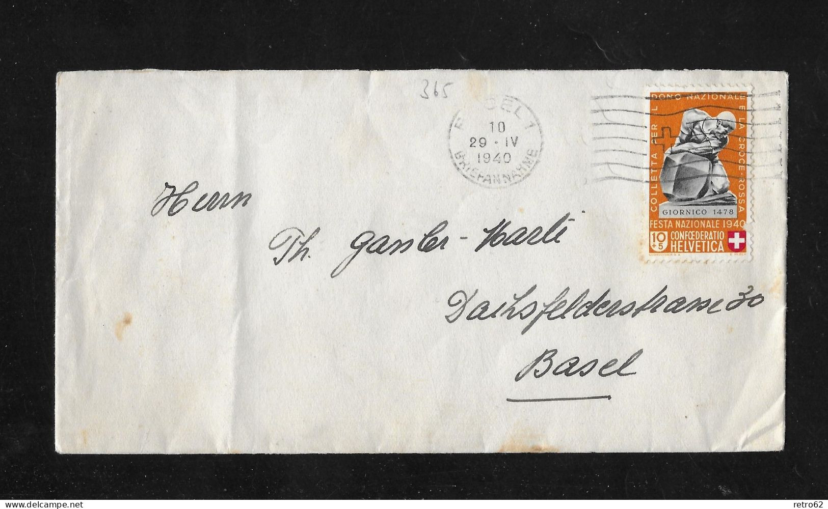 1940  GESCHICHTLICHE MOTIVE ► Vororts-Brief Von Basel    ►SBK-B4◄ - Storia Postale