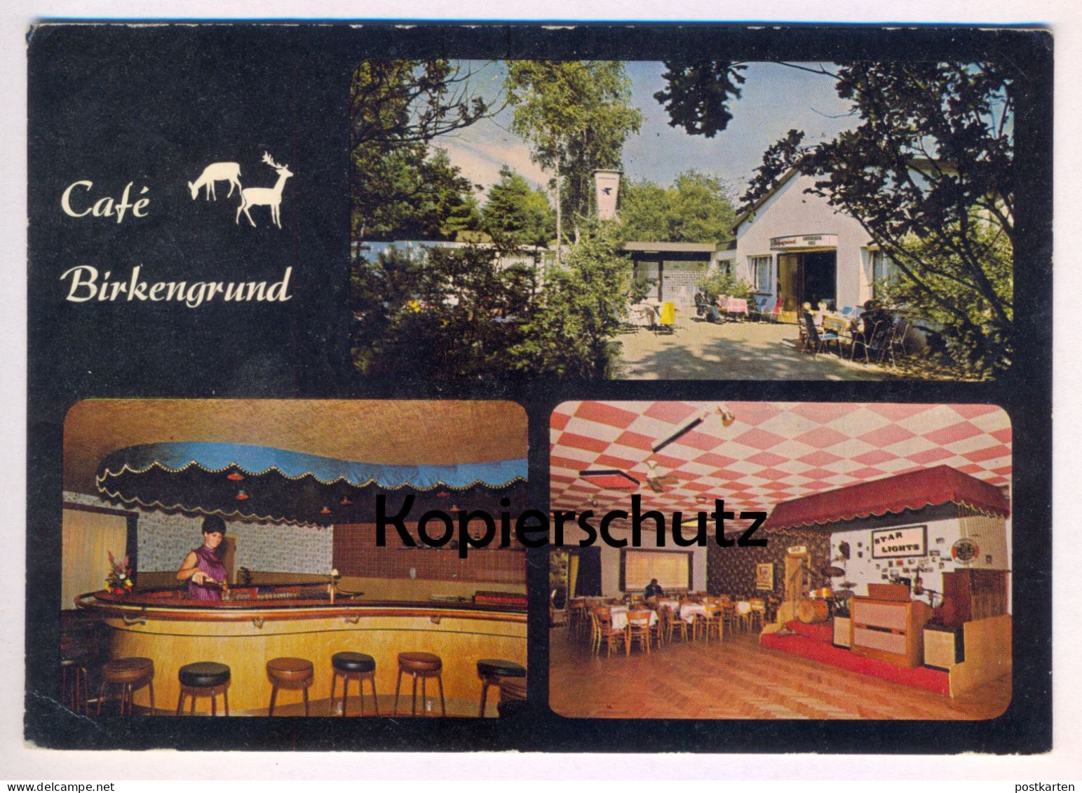 ÄLTERE POSTKARTE CAFÉ BIRKENGRUND HOTEL RESTAURANT BAR STAR LIGHTS SCHLAGZEUG BAND MUSIK BAD BRAMSTEDT Ansichtskarte AK - Bad Bramstedt