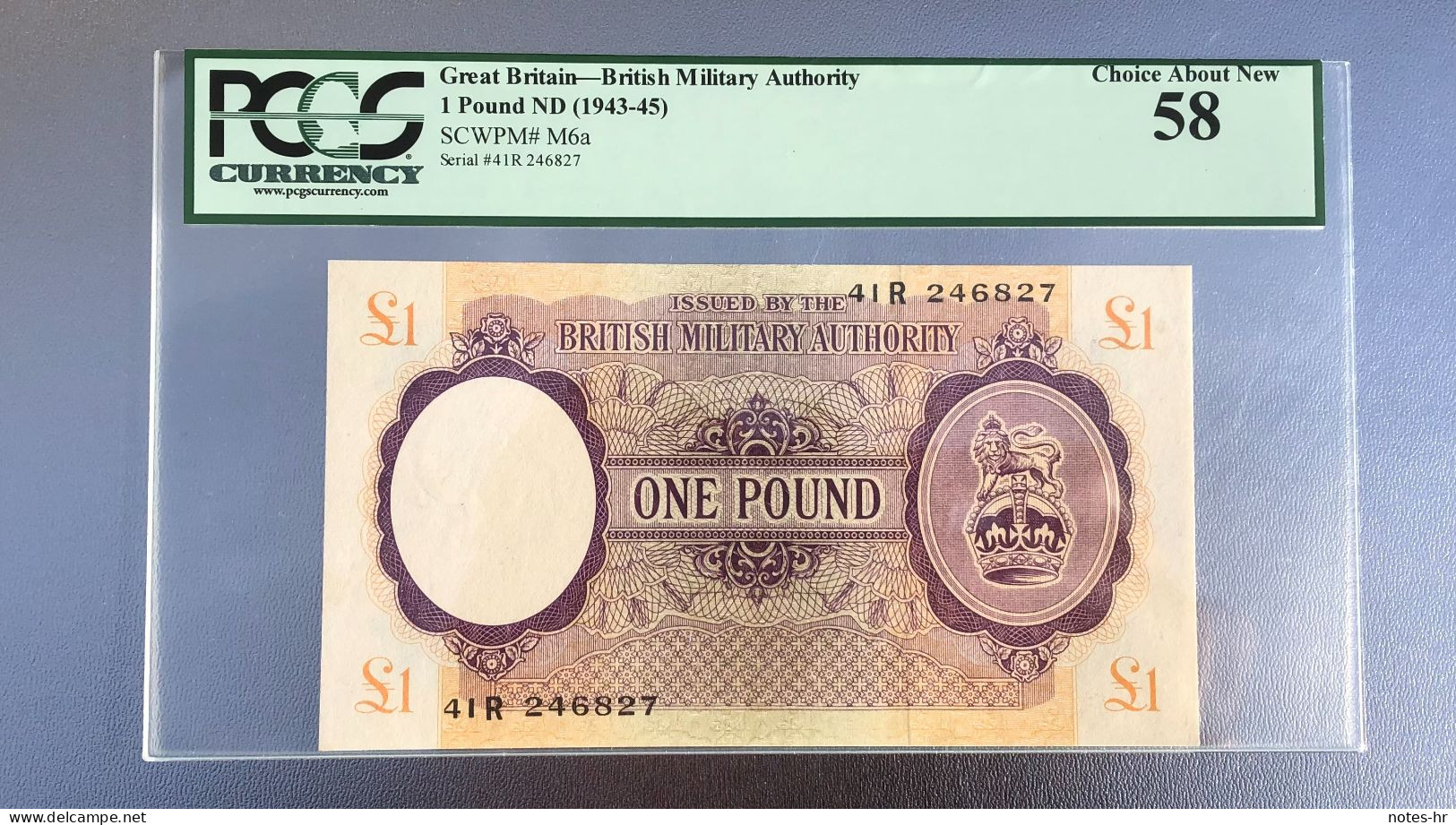 BRITISH MILITARY AUTHORITY 1 POUND 1943 AUNC RRR!!! - British Military Authority