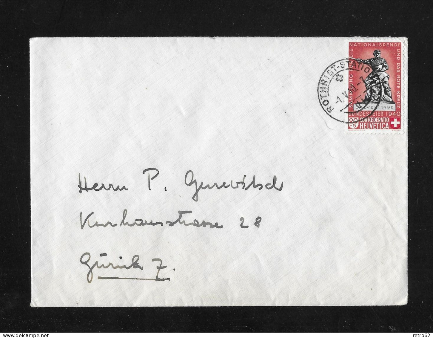 1940  GESCHICHTLICHE MOTIVE ► Brief Von Rothrist-Station Nach Zürich    ►SBK-B5◄ - Covers & Documents