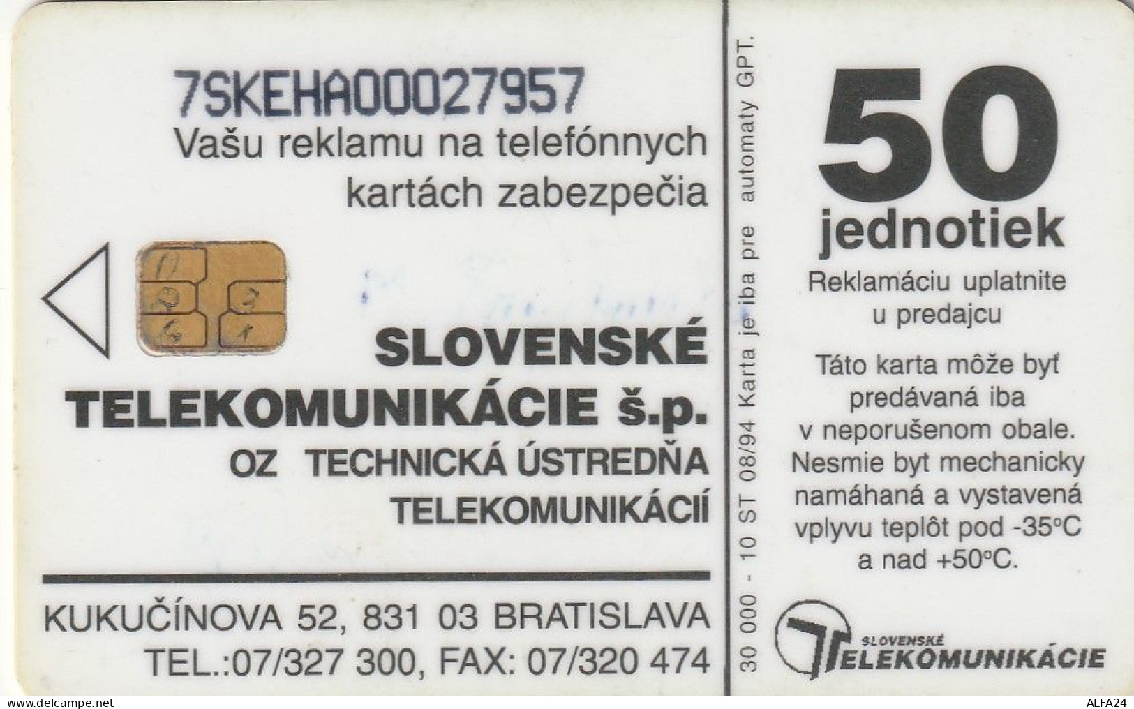 PHONE CARD SLOVACCHIA (E27.31.7 - Slovakia