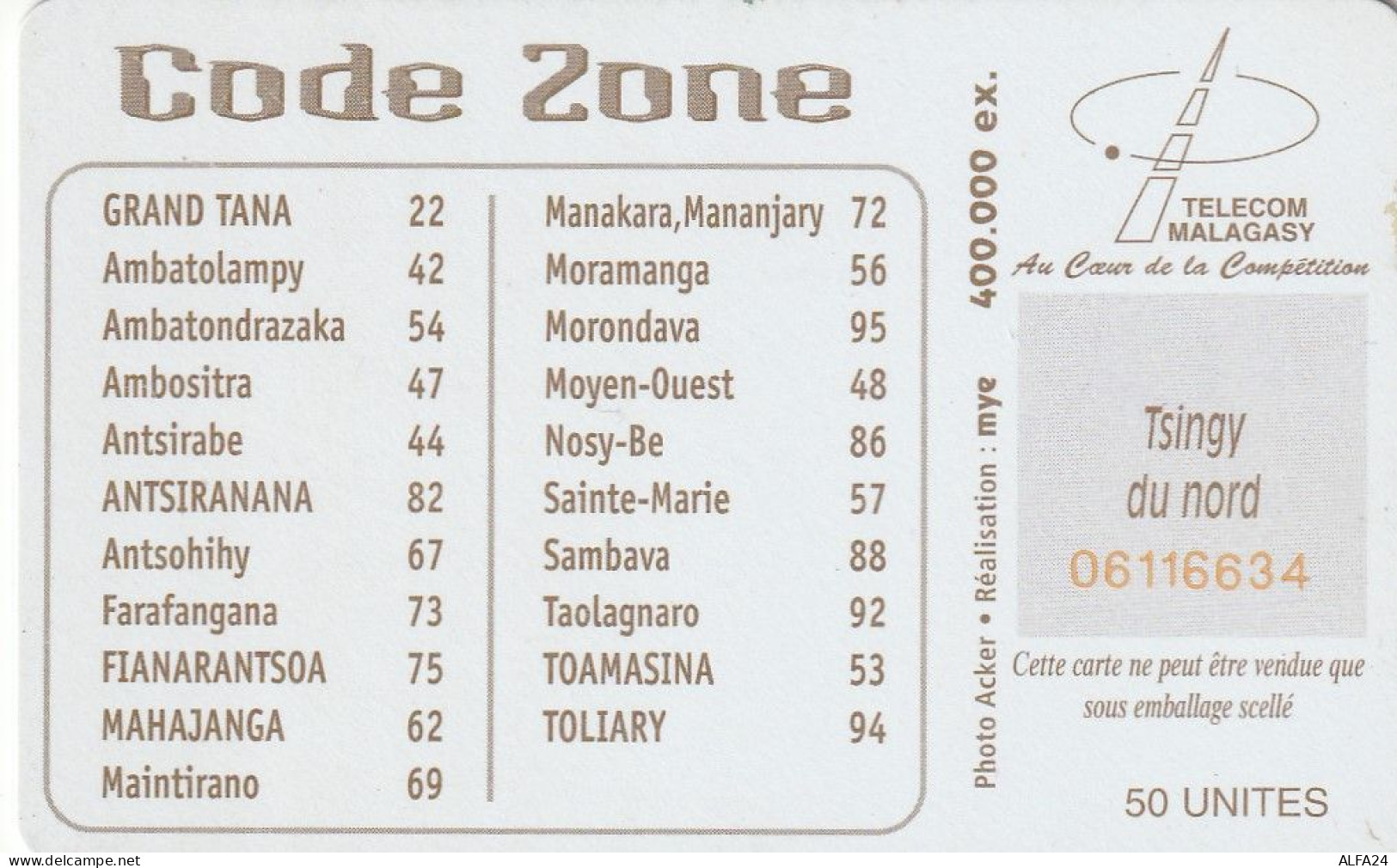 PHONE CARD MADAGASCAR (E27.19.2 - Madagaskar